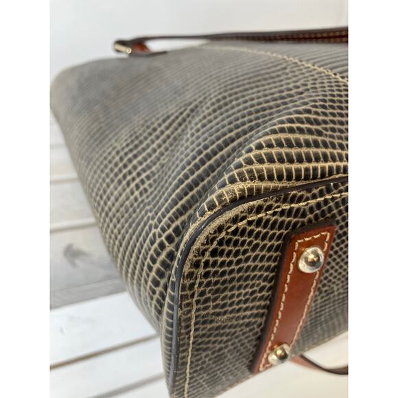 DOONEY & BOURKE LARGE GRAY ANIMAL PRINT LEATHER SHOUDLER BAG - Picture 6 of 15